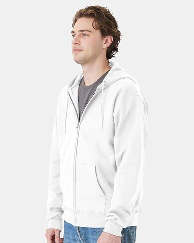 Hanes Ultimate Cotton Full-Zip Hoodie Sweatshirt F280-Usisex ثقيل الوزن 90/10 من القطن بولي ، ملصق عنق خالي من العلامة in Saudi Arabia