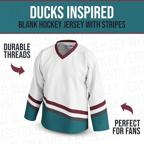 Ducks Inspired Blank Hockey Jersey with Stripes – Authentic Stitched, Breathable & Durable Polyester – Sizes S-5xl in Saudi Arabia