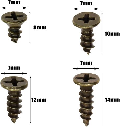 Mini Skater Wood Screws Assortment Kit Carbon Steel Cross Flat Head Self Tapping Screws, Pack of 200 (Bronze) in Saudi Arabia