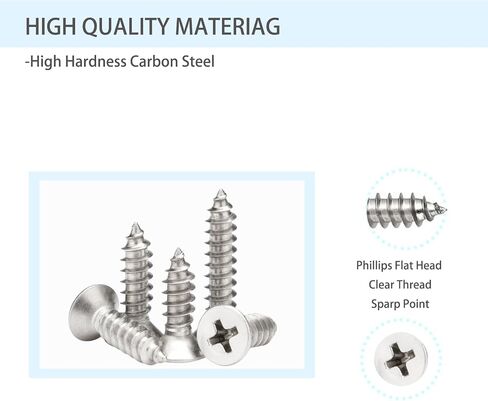 (90PCS) M3.9*13 304 Stainless Steel Wood Screws, Hardware, Drywall Screws, Phillips Drive Flat Head in Saudi Arabia