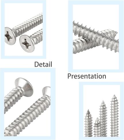 (90PCS) M3.9*13 304 Stainless Steel Wood Screws, Hardware, Drywall Screws, Phillips Drive Flat Head in Saudi Arabia