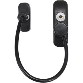 Door Window Lock Restrictor Security Lock Catch with Key White/Black Wire Window Limiter Home Hardware 1Pcs(Black) in Saudi Arabia