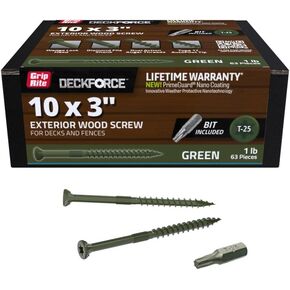 Grip-Rite GRDF3STGR1 DeckForce #10 x 3 Nano Coated Wood Screws, Green, 1lb Box in Kuwait