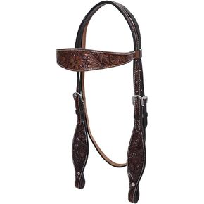 HILASON Western Horse Headstall Breast Collar Set Genuine American Leather Floral Dark Brown | for Horses in Kuwait