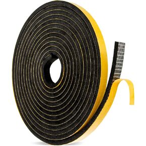 Weather Stripping Door Seal Strip - 16 Feet 1/2" x 1/4" Strong Adhesive Insulation Foam Tape for Front Door Frame, Window Weather Stripping, Soundproof & Windproof, Black in Saudi Arabia