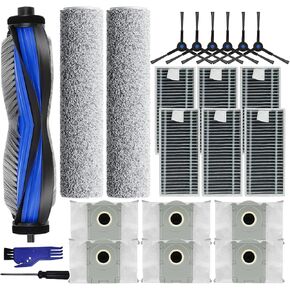 23pcs قطع غيار استبدال ecovacs deebot x8 pro omni/yeedi s14 بالإضافة إلى robot facuum accessories kit: 1 الفرشاة الرئيسية ، وسادات ممسحة 2 الأسطوانة ، 6 مرشحات ، 6 فرش جانبية ، 6 أكياس غبار ، 2 أدوات in Kuwait