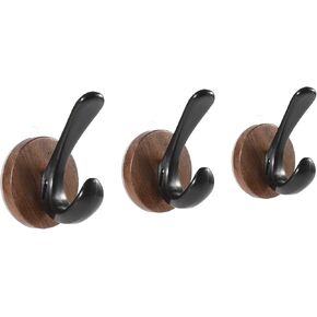 Walnut Suction Cup Hooks - Waterproof No Drill Removable & Reusable Wood Wall Hooks for Bathroom Kitchen Tile Glass and Door, Unique Grain Each - 3 Pack(O) in Saudi Arabia