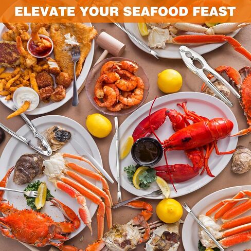 Crab Crackers and Tools, Set of 4 Stainless Steel Lobster Picks, Crab Leg Cracker, Seafood Tool Kit with Gift Box in Saudi Arabia