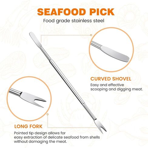 Crab Crackers and Tools, Set of 4 Stainless Steel Lobster Picks, Crab Leg Cracker, Seafood Tool Kit with Gift Box in Saudi Arabia