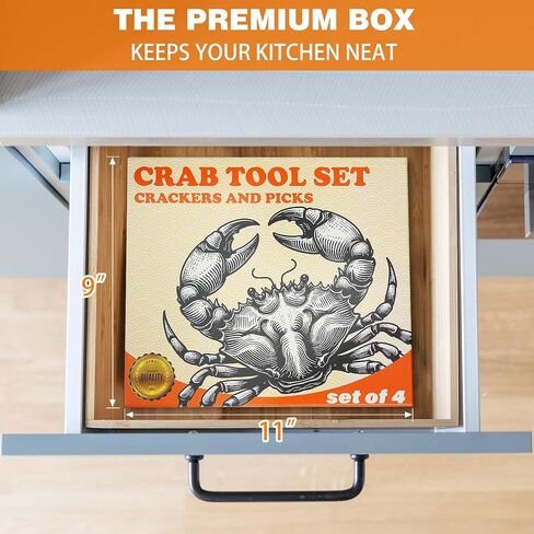 Crab Crackers and Tools, Set of 4 Stainless Steel Lobster Picks, Crab Leg Cracker, Seafood Tool Kit with Gift Box in Saudi Arabia