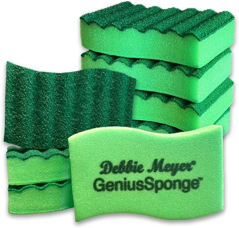Debbie Meyer GeniusSponges-8 Scrubber Sponges with Built-in Odor Blocking Properties | Non-Scratch Multi-Surface Cleaning for Kitchens, Bathrooms, Essential for Dishes & Messes, Made in The USA in Saudi Arabia