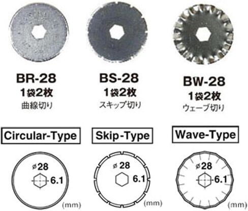 NT Cutter 28mm Rotary Blades for Rotary Cutter and Large Fabric Circle Cutter, 2-Blade/Pack, 1 Pack (BR-28P) in Kuwait