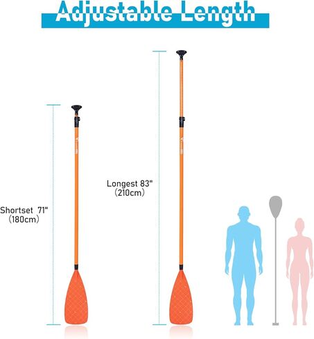 Freein 3-Piece Adjustable & Floating SUP Paddle - Fiberglass Shaft, Nylon Blade (71-83") in Kuwait