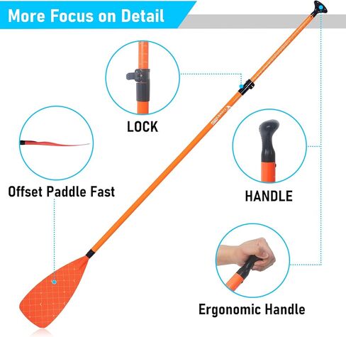 Freein 3-Piece Adjustable & Floating SUP Paddle - Fiberglass Shaft, Nylon Blade (71-83") in Kuwait