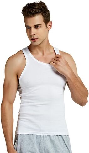 Undershirts for Men & Women, Cotton Soft Tank Tops, Stretchy and Breathable Sleeveless Shirts, White in Saudi Arabia
