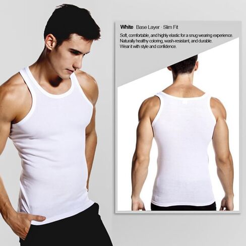 Undershirts for Men & Women, Cotton Soft Tank Tops, Stretchy and Breathable Sleeveless Shirts, White in Saudi Arabia