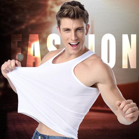 Undershirts for Men & Women, Cotton Soft Tank Tops, Stretchy and Breathable Sleeveless Shirts, White in Saudi Arabia