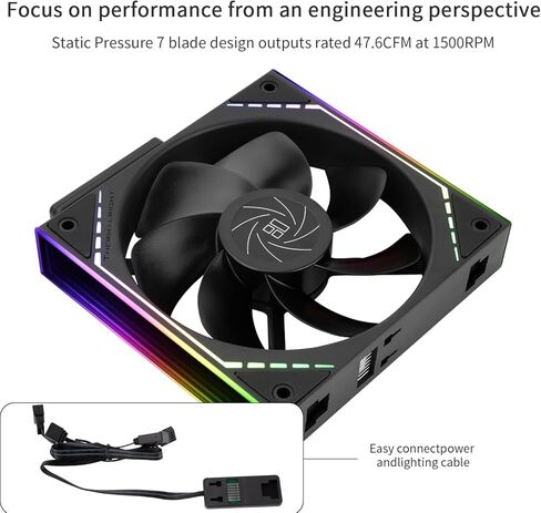Thermalright TL-M12QRW Case Fan-120mm Quiet,Wireless Splicing Building Block CPU Fan Reverse,Infinity Mirror ARGB Lighting Effects,New Power Chip Module Simplifies Wiring Management|1500RPM in Saudi Arabia