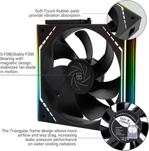 Thermalright TL-M12QRW Case Fan-120mm Quiet,Wireless Splicing Building Block CPU Fan Reverse,Infinity Mirror ARGB Lighting Effects,New Power Chip Module Simplifies Wiring Management|1500RPM in Saudi Arabia
