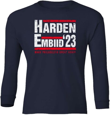 Harden Embiid 2023 Philadelphia Basketball Youth Long Sleeve T-Shirt in Kuwait