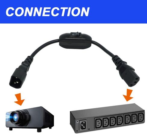IEC 320 C14 to C13 Power Cable with Switch, 100-250V C14 Male Plug to C13 Female Plug Power Cord with On/Off Switch (2 Pack, 1FT/30cm) in Saudi Arabia