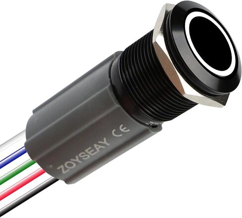 Power Push Button Switch Anti-Corrosion Aluminum Switch 5A Current Waterproof IP67 12V Light White for Marine, Car, Slef-Locking with Pigtail in Kuwait