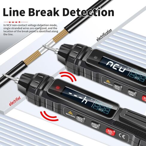 Pen Type Digital Multimeter Voltage Tester NCV Non-Contact Meter 600V Voltmeter, Measure AC DC Voltage Resistance Diode Capacitor Frequency Continuity for Electrician Tools in Saudi Arabia