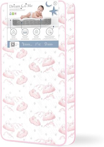 Dream On Me Twilight 80 Coil Spring Crib and Toddler Bed Mattress, Wave Pink, 5" in Saudi Arabia