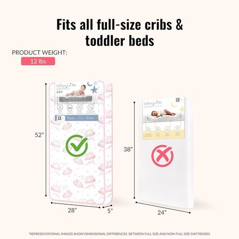 Dream On Me Twilight 80 Coil Spring Crib and Toddler Bed Mattress, Wave Pink, 5" in Saudi Arabia