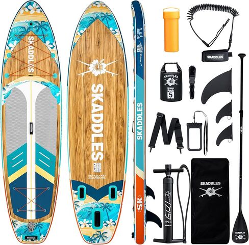 11 'قابلة للنفخ لوحة مجداف - SUP واسعة جدا للبالغين والأطفال من جميع مستويات المهارات ، paddleboard مستقرة مع المضخة ، الزعانف ، حقيبة الظهر ، والاكسسوارات وحقيبة الهاتف المقاومة للماء in Kuwait