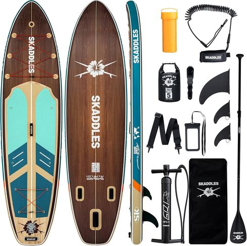 11 'قابلة للنفخ لوحة مجداف - SUP واسعة جدا للبالغين والأطفال من جميع مستويات المهارات ، paddleboard مستقرة مع المضخة ، الزعانف ، حقيبة الظهر ، والاكسسوارات وحقيبة الهاتف المقاومة للماء in Kuwait