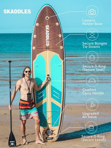 11 'قابلة للنفخ لوحة مجداف - SUP واسعة جدا للبالغين والأطفال من جميع مستويات المهارات ، paddleboard مستقرة مع المضخة ، الزعانف ، حقيبة الظهر ، والاكسسوارات وحقيبة الهاتف المقاومة للماء in Kuwait