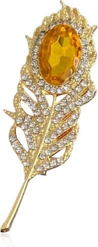 Rhinestone Feather Brooches for Women Vintage Animal Peacock Pins Crystal Diamond Lapel Pins Fashion Enamel Feather Leaf Brooch Elegant Dress Coat Pin in Saudi Arabia