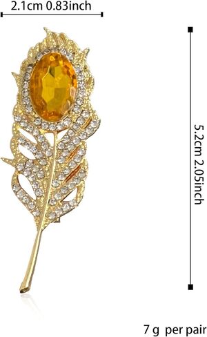 Rhinestone Feather Brooches for Women Vintage Animal Peacock Pins Crystal Diamond Lapel Pins Fashion Enamel Feather Leaf Brooch Elegant Dress Coat Pin in Saudi Arabia