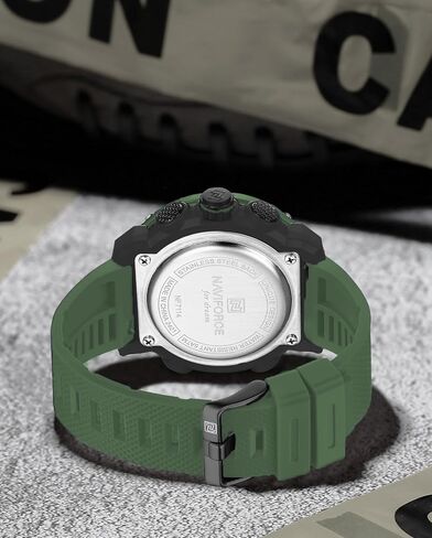 NAVIFORCE 5ATM Waterproof Sport Watches for Men Silicone Band Quartz Analog Digital Alarm Clock Chronograph Luminous Wristwatch in Kuwait