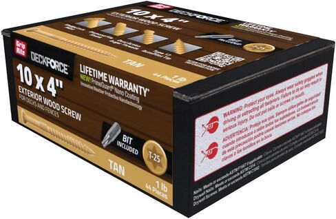 Grip-Rite GRDF4STT1 DeckForce #10 x 4 Nano Coated Wood Screws, Tan, 1lb Box in Saudi Arabia