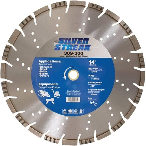 Rareelectrical New 14In Diameter 0.125In Cutting Width Laser Welded All Cut Blade for Hi-Speed Power Saws Type 3 Max RPM 5460 by 309-300 in Saudi Arabia