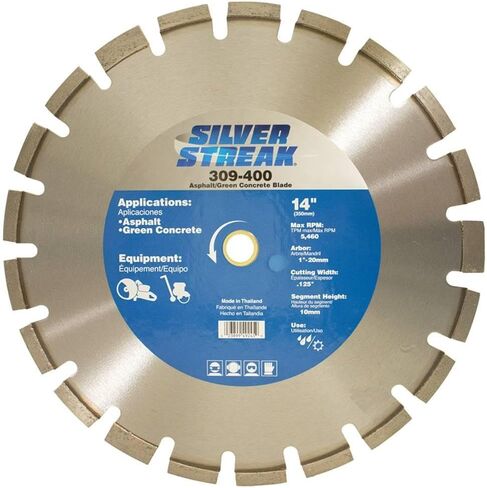 Rareelectrical New 14in قطر 0.125in عرض القطع الشفرة الخرسانية الخضراء للمناشير ذات السرعة العالية من النوع 2 الحد الأقصى RPM 5460 بواسطة 309-400 in Saudi Arabia