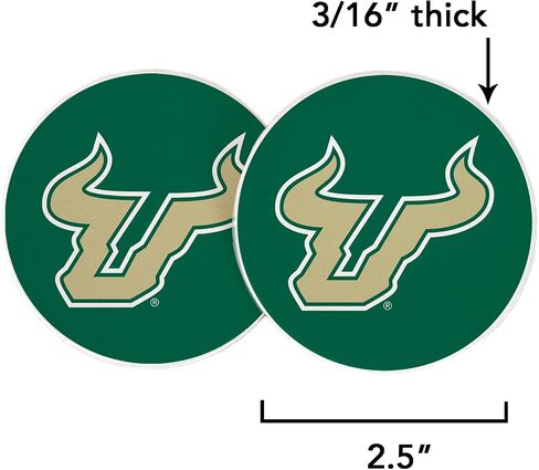 Desert Cactus University of South Florida Car Accessories USF Bulls Absorbent Sandstone Cup Coasters Licensed Product Set of 2 (Design A) in Saudi Arabia