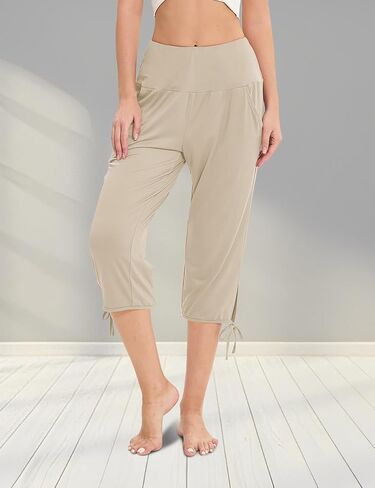 Women's Casual Drawstring Elastic Waist Wide Leg Pants Summer Palazzo Pants Lounge Loose Beach Trousers with Pockets in Saudi Arabia