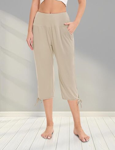 Women's Casual Drawstring Elastic Waist Wide Leg Pants Summer Palazzo Pants Lounge Loose Beach Trousers with Pockets in Saudi Arabia