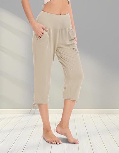 Women's Casual Drawstring Elastic Waist Wide Leg Pants Summer Palazzo Pants Lounge Loose Beach Trousers with Pockets in Saudi Arabia