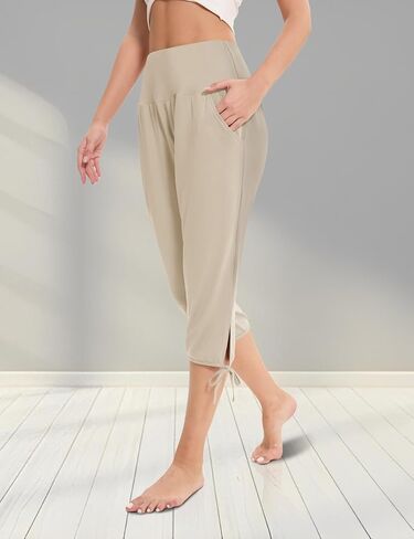 Women's Casual Drawstring Elastic Waist Wide Leg Pants Summer Palazzo Pants Lounge Loose Beach Trousers with Pockets in Saudi Arabia