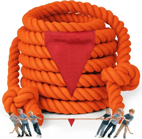 X XBEN Tug of War Rope with Flag for Kids, Teens and Adults, Soft Cotton Rope Games for Team Building Activities, Family Reunion, Birthday Party-20FT in Kuwait