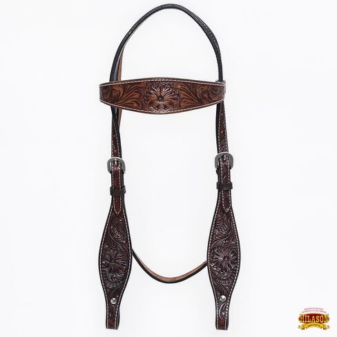 HILASON Western Horse Headstall Breast Collar Set Genuine American Leather Floral Dark Brown | for Horses in Saudi Arabia