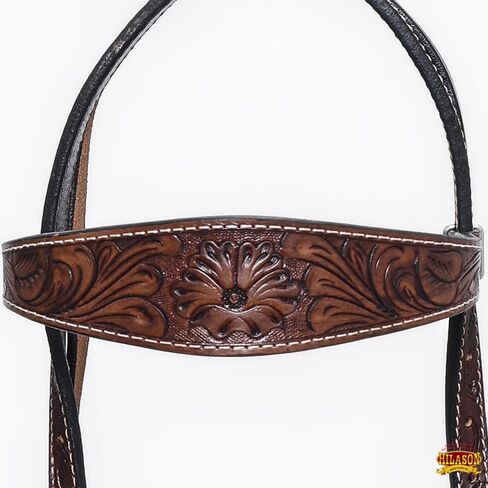 HILASON Western Horse Headstall Breast Collar Set Genuine American Leather Floral Dark Brown | for Horses in Saudi Arabia