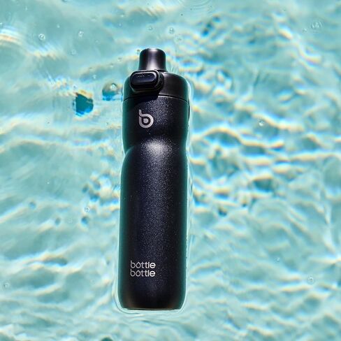 BOTTLE BOTTLE Insulated Water Bottle 24 oz with Handle and Flip Tops Lids Stainless Steel Water Bottle Push Button Lid Leak proof Portable for Running Travel Sports Hiking black in Kuwait