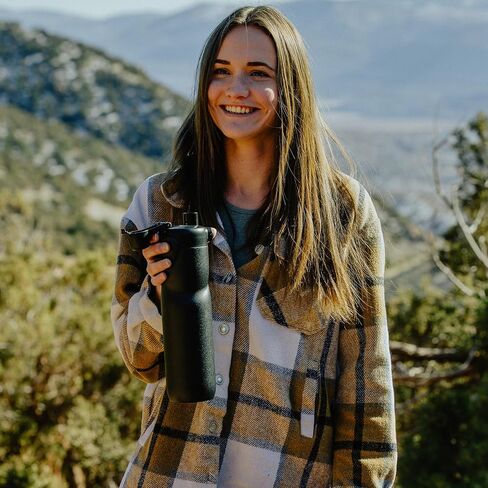 BOTTLE BOTTLE Insulated Water Bottle 24 oz with Handle and Flip Tops Lids Stainless Steel Water Bottle Push Button Lid Leak proof Portable for Running Travel Sports Hiking black in Kuwait