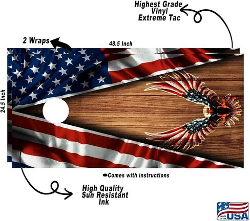 American Eagle Cornhole Board Wraps, Cornhole Decals and Wraps for Boards (Set of 2), Cornhole Skins for Boards (Cornhole Wraps Only) in Saudi Arabia