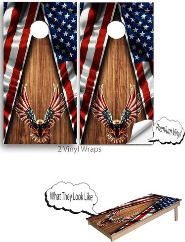 American Eagle Cornhole Board Wraps, Cornhole Decals and Wraps for Boards (Set of 2), Cornhole Skins for Boards (Cornhole Wraps Only) in Saudi Arabia